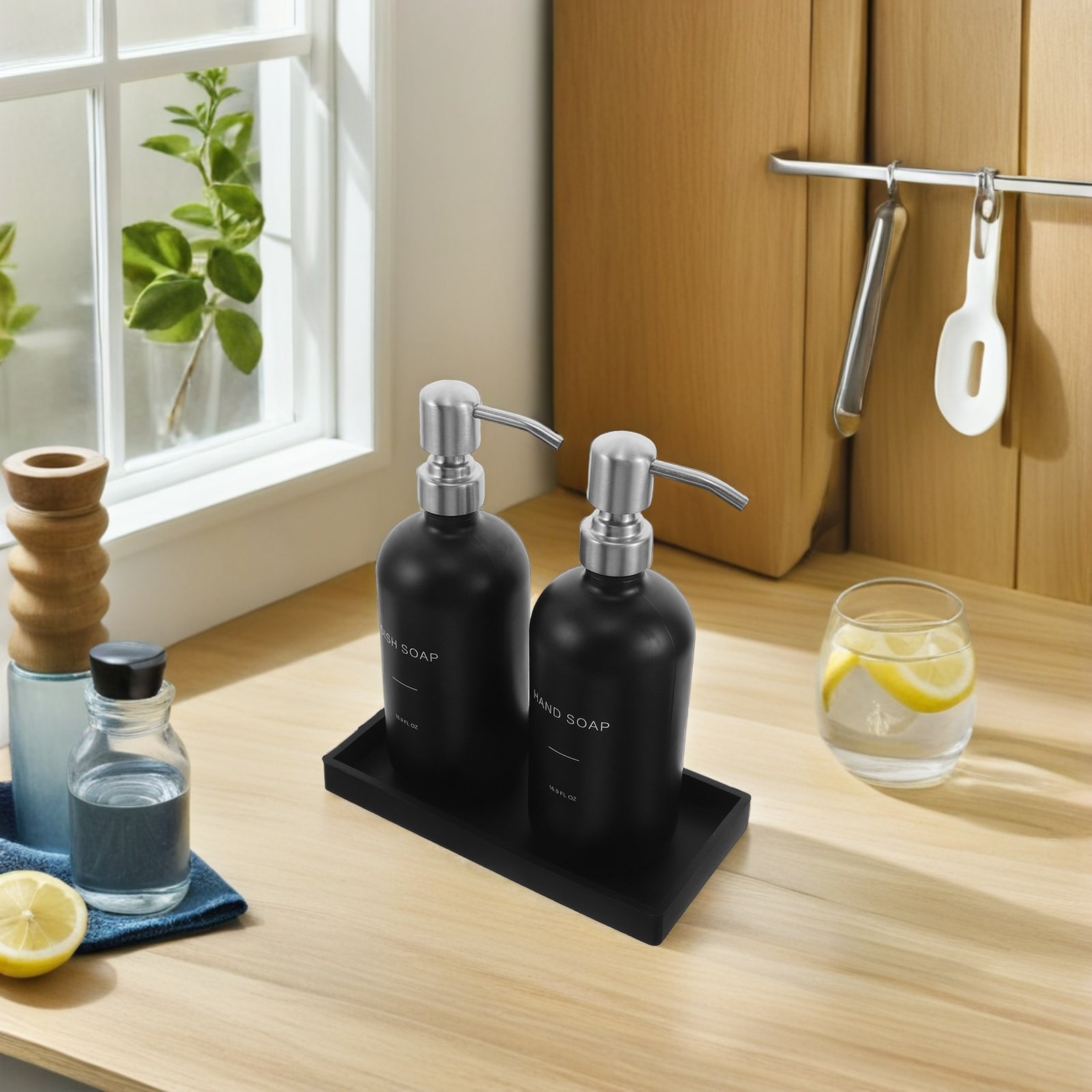Glass Soap Dish - 1Set Glass Soap Dispenser Set 500Ml