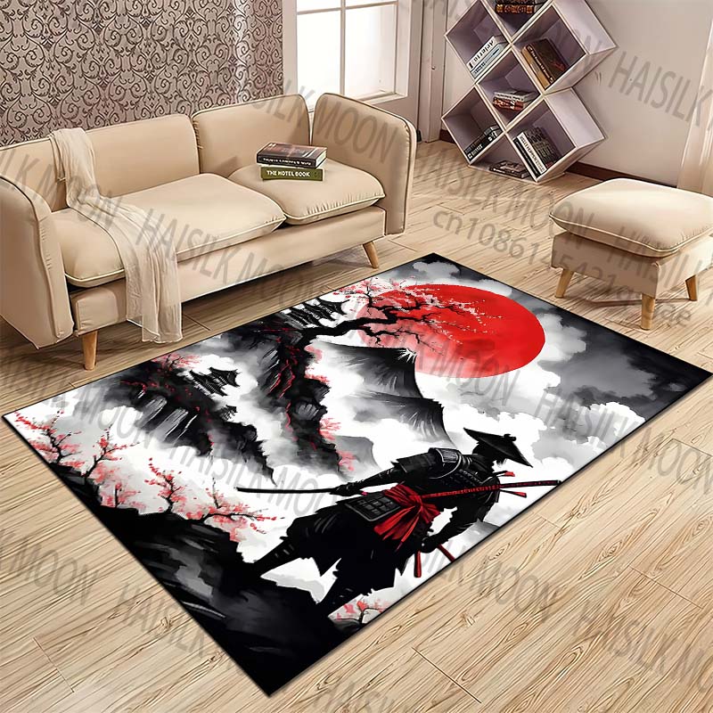 Home Bathroom Scene - Samurai red sun mountain scene Pattern