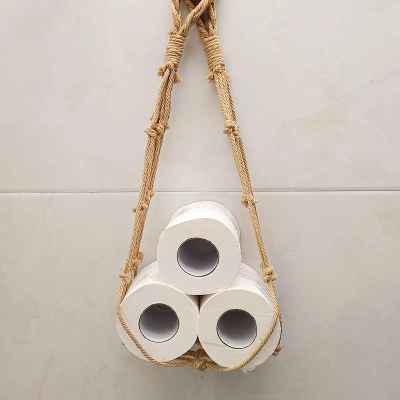 Toilet Paper Holder - Handwoven Cotton Rope Toilet Paper Holder
