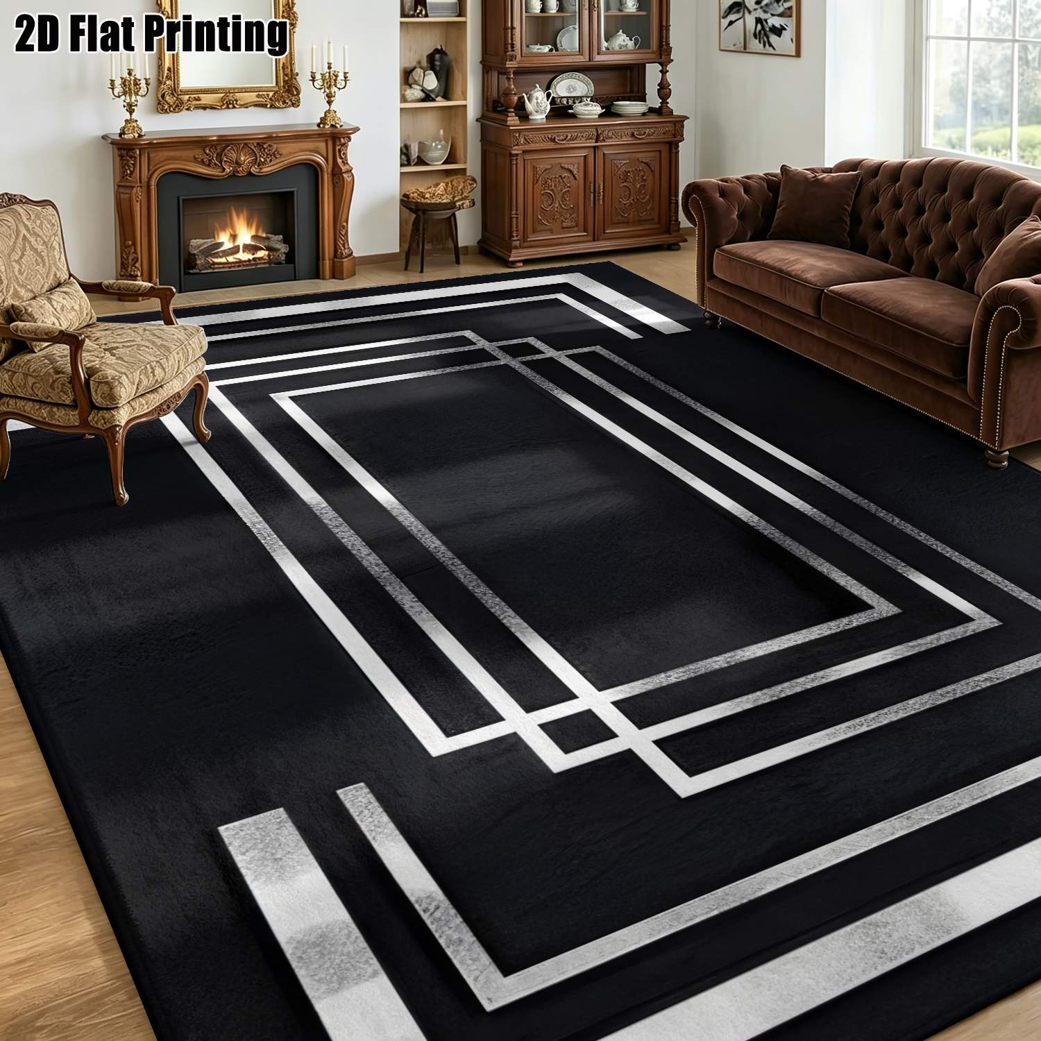 Home Bathroom Scene - 1PC 2D printed Nordic geometric carpet,