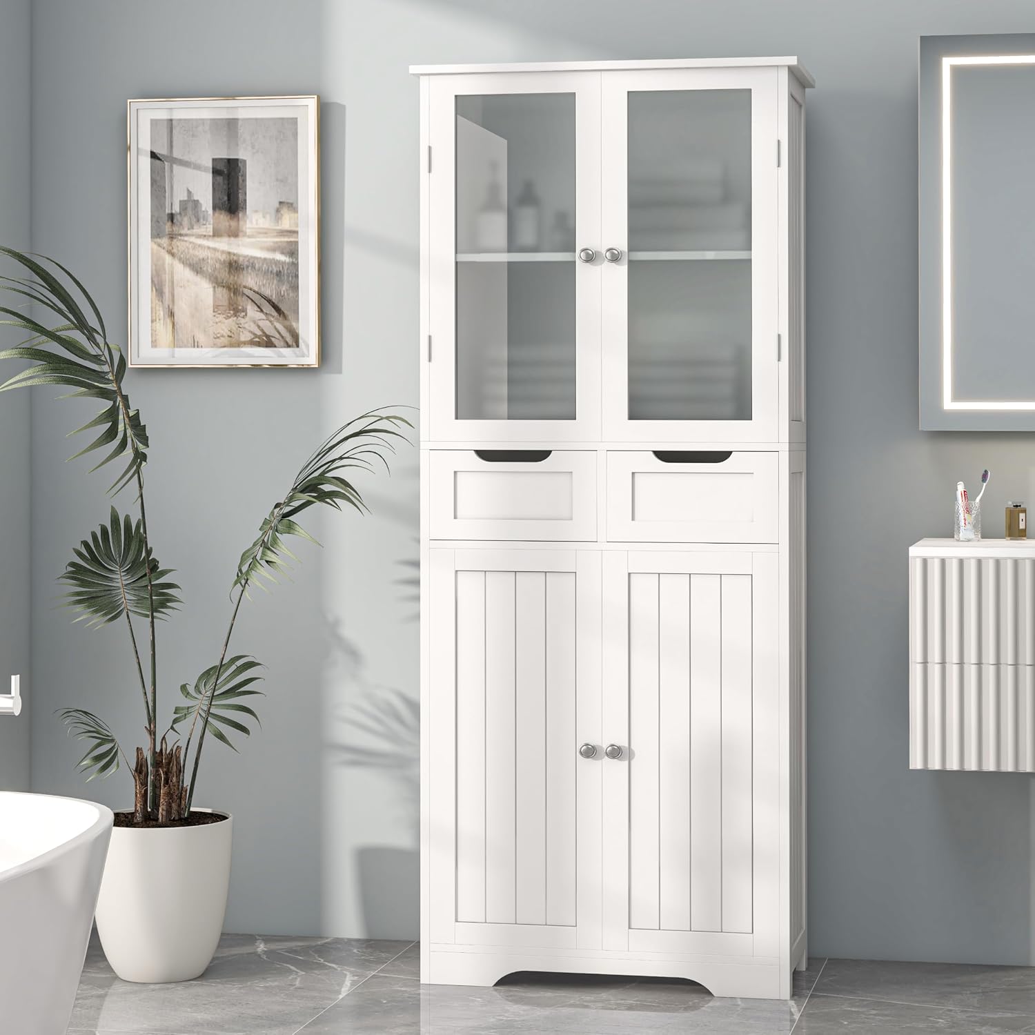 Home Bathroom Cabinets - Tall Bathroom Storage Cabinet Freestanding Bathroom
