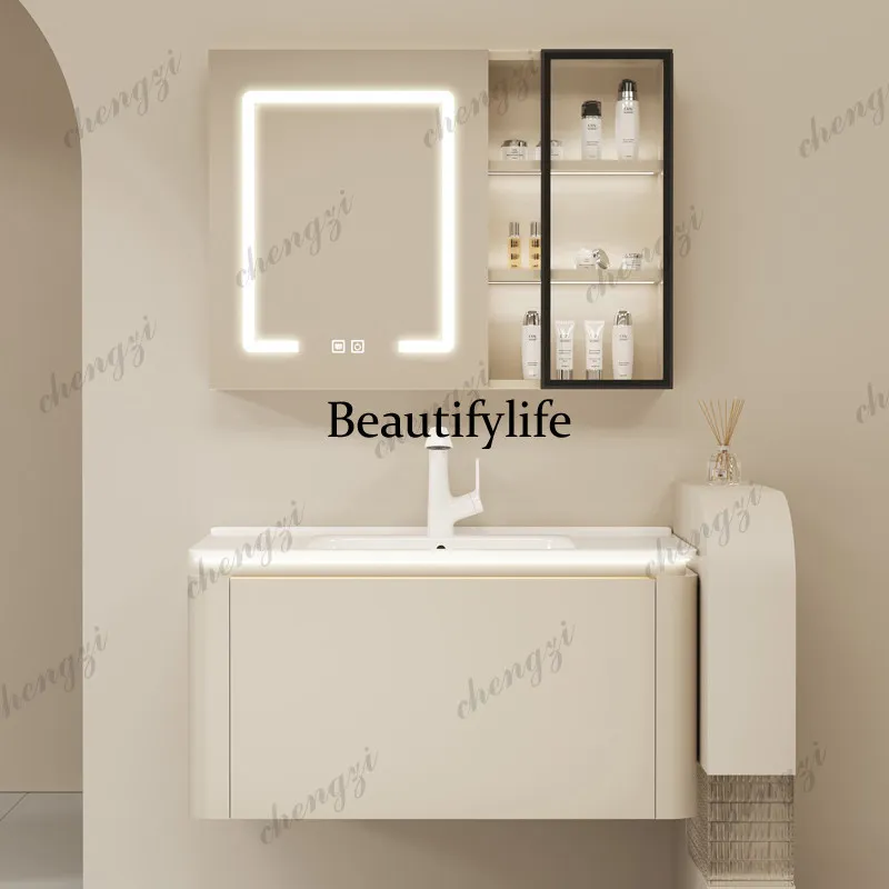 A17 Cream gray wind solid wood - Bathroom Cabinet Mirror review and price