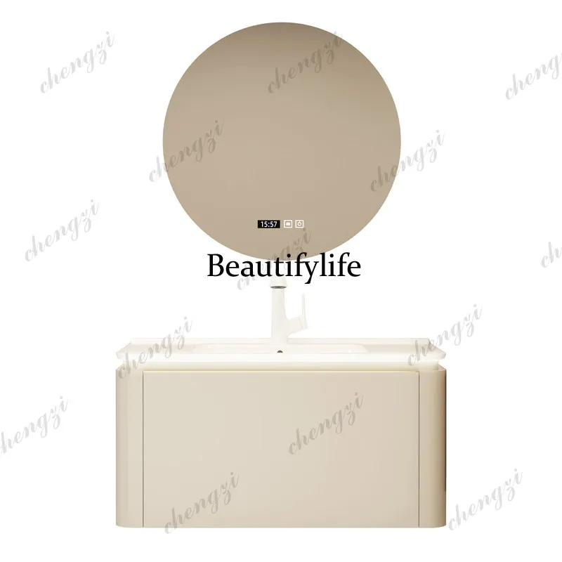 A17 Cream gray wind solid wood - Bathroom Cabinet Mirror review and price
