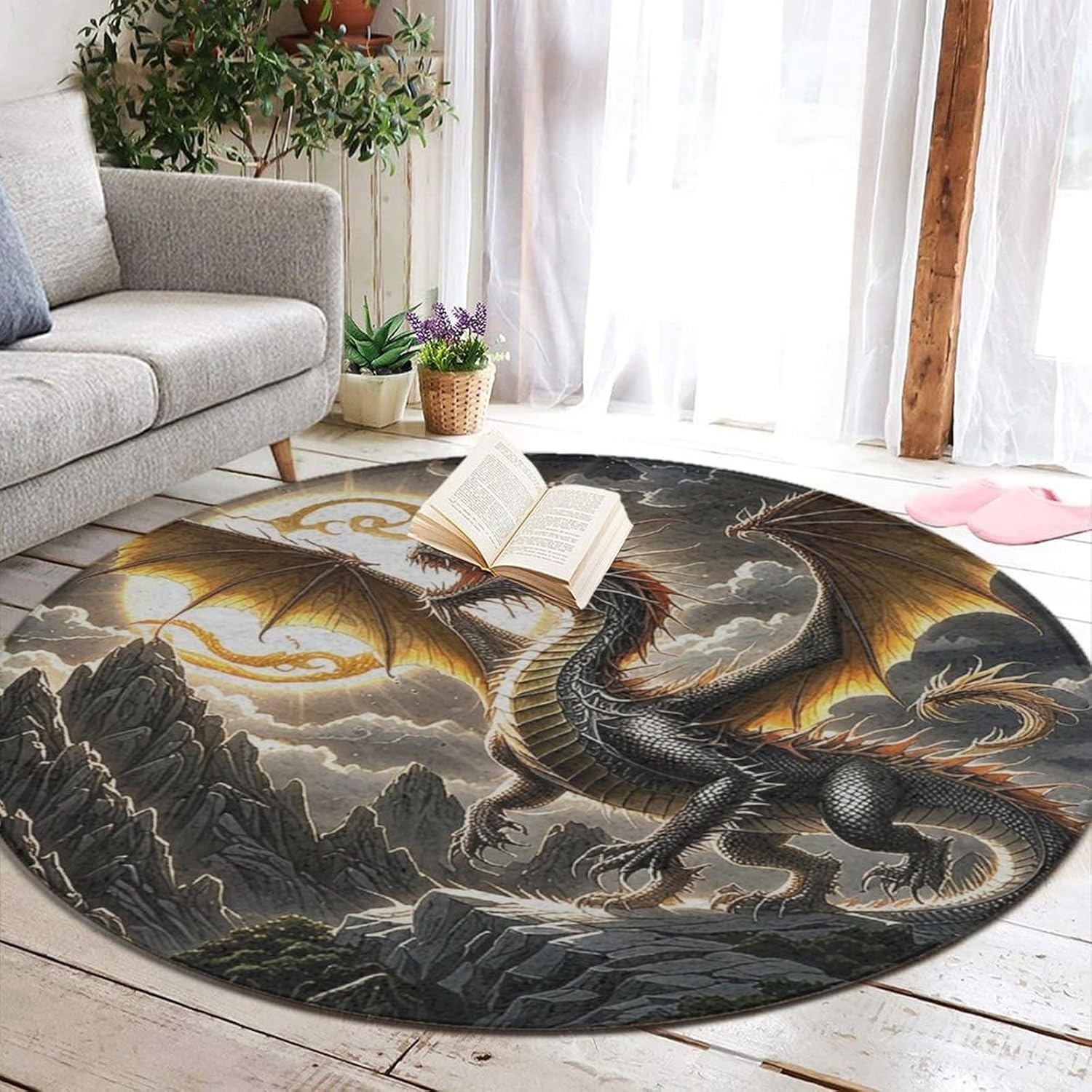 Majestic Dragon Round Rug Fant - Home Bathroom Scene review and price