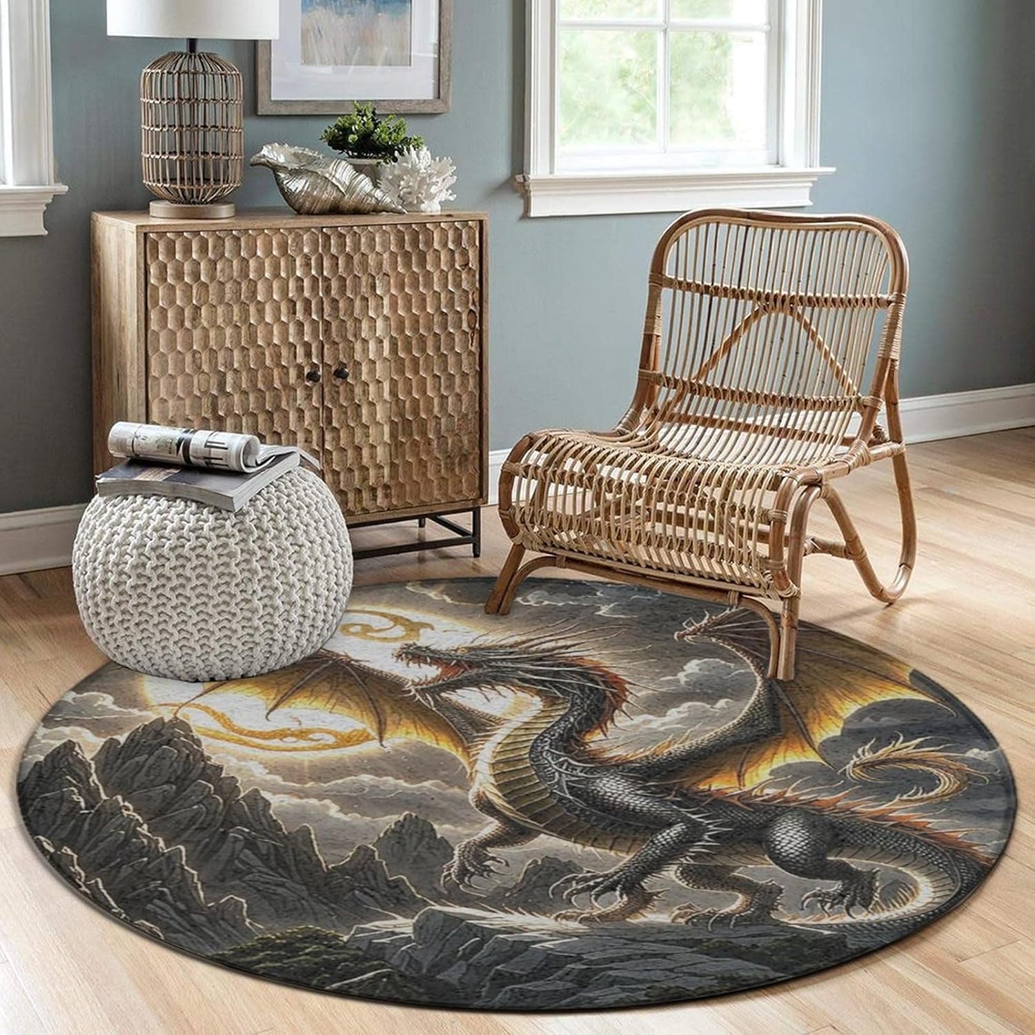 Majestic Dragon Round Rug Fant - Home Bathroom Scene review and price