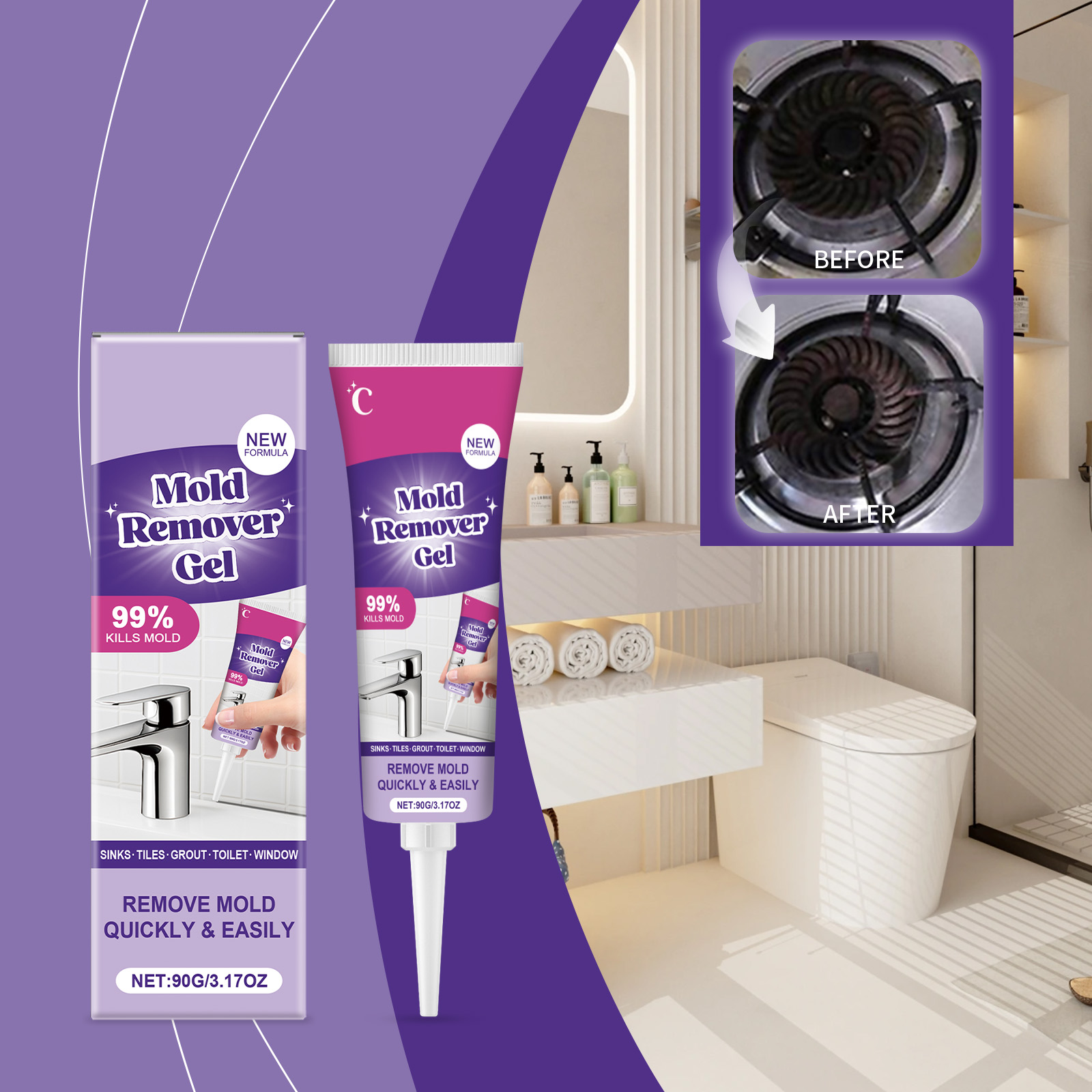 Anti-Mold Remover Gel Fast Act - Home Bathroom Cleaning Solution review and price