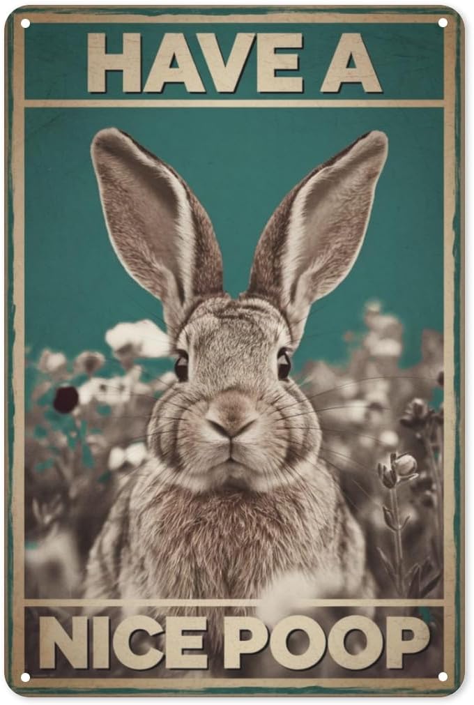 Bunny Toilet Tin Sign 8X12IN H - Home Goods Bathroom Decor review and price