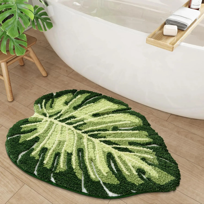 VIKAMA Small Fresh Green Leaf  - Zara Home Bathroom Rug review and price