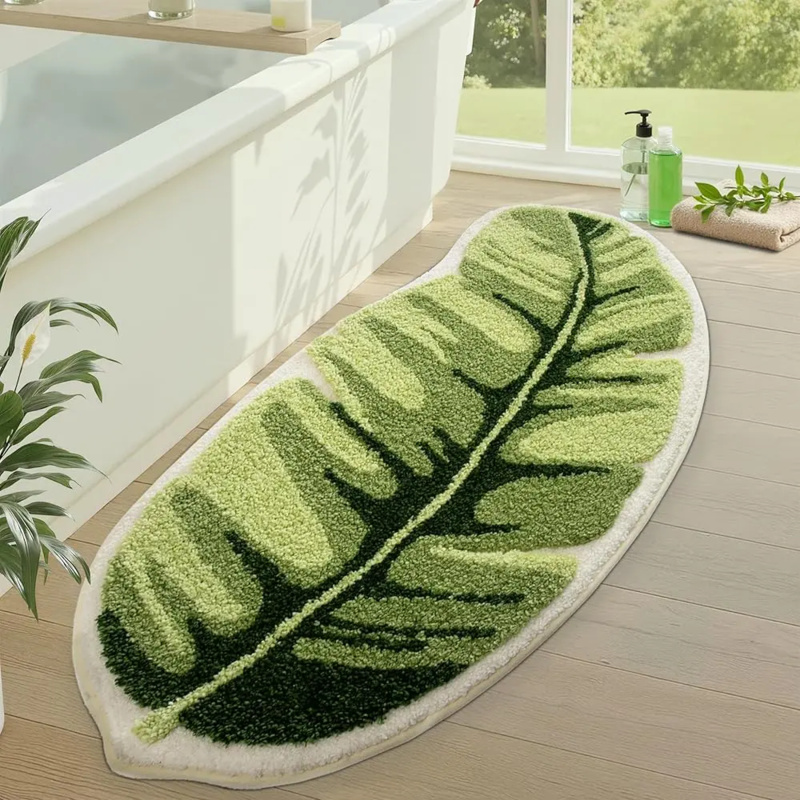 VIKAMA Small Fresh Green Leaf  - Zara Home Bathroom Rug review and price