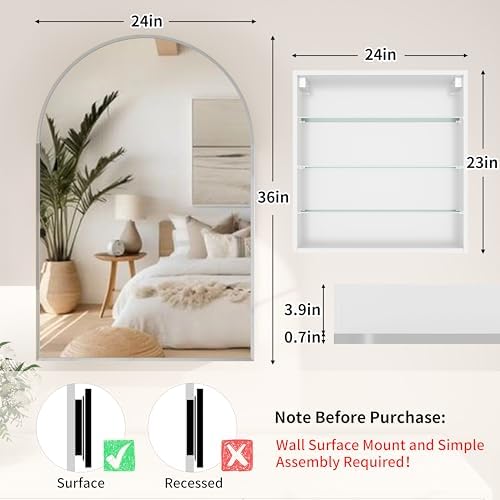 24x36 Inch Arch Bathroom Mirro - Bathroom Cabinet Mirror review and price