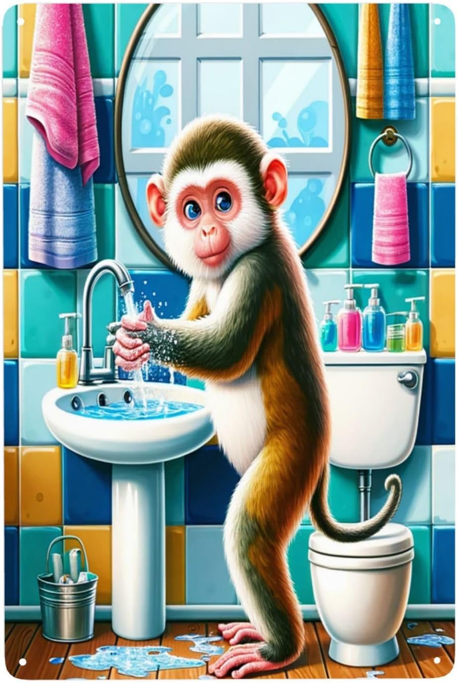 Whimsical Monkey Handwashing P - Home Goods Bathroom Decor review and price