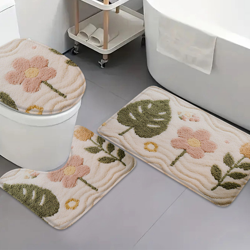 3pcs Plant Flower Bathroom Flo - Zara Home Bathroom Rug review and price