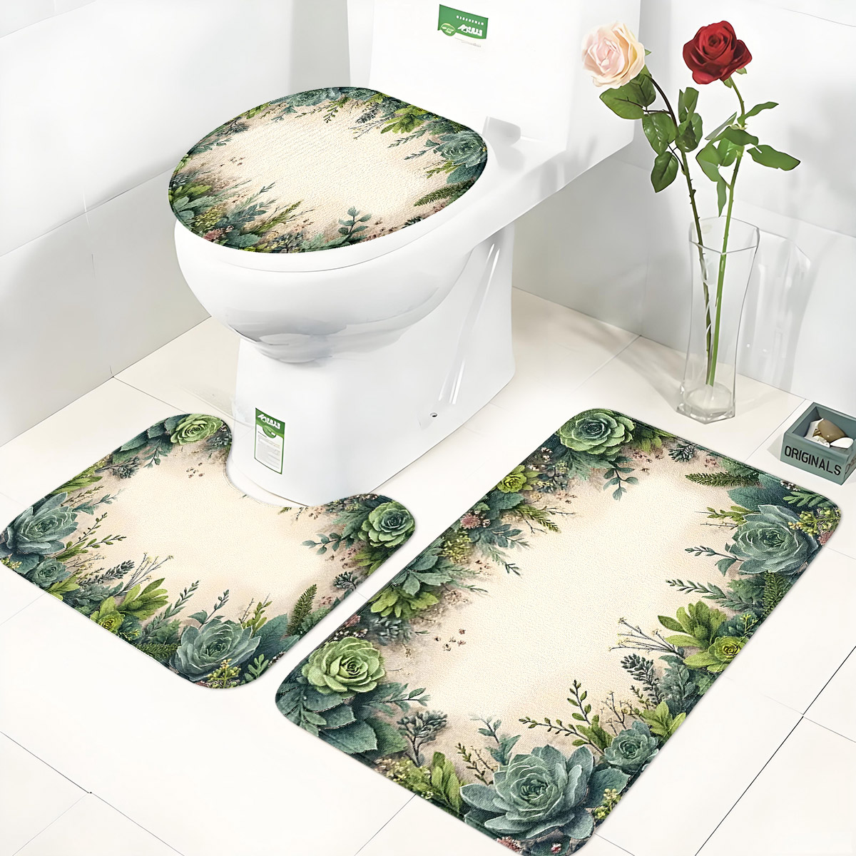 Retro Succulent Bathroom Three - Zara Home Bathroom Rug review and price