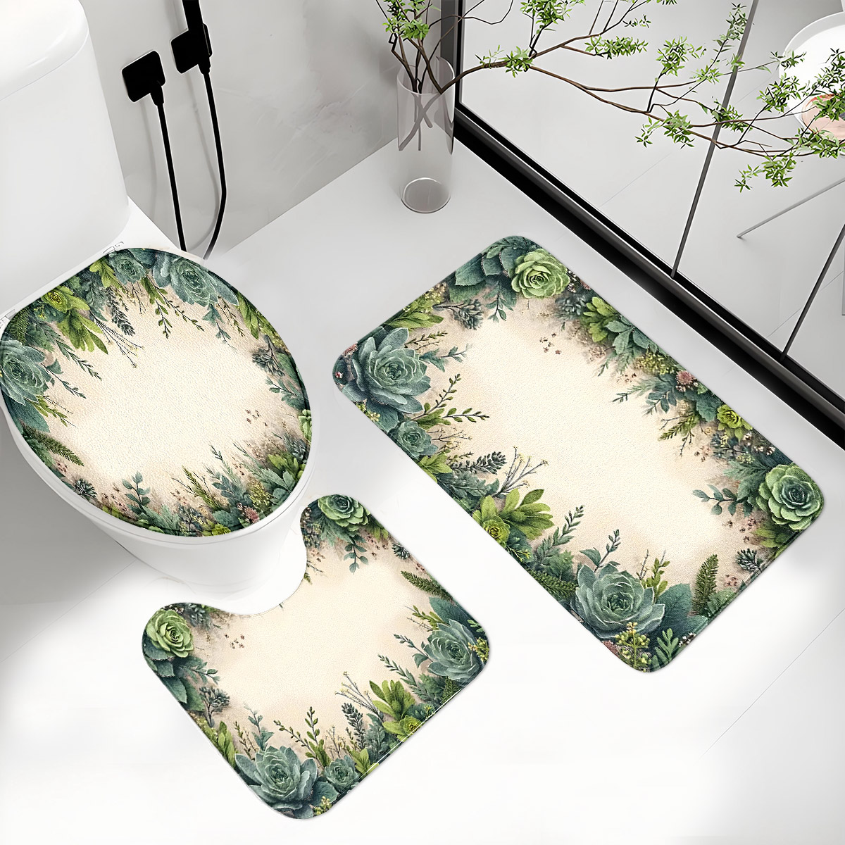 Retro Succulent Bathroom Three - Zara Home Bathroom Rug review and price