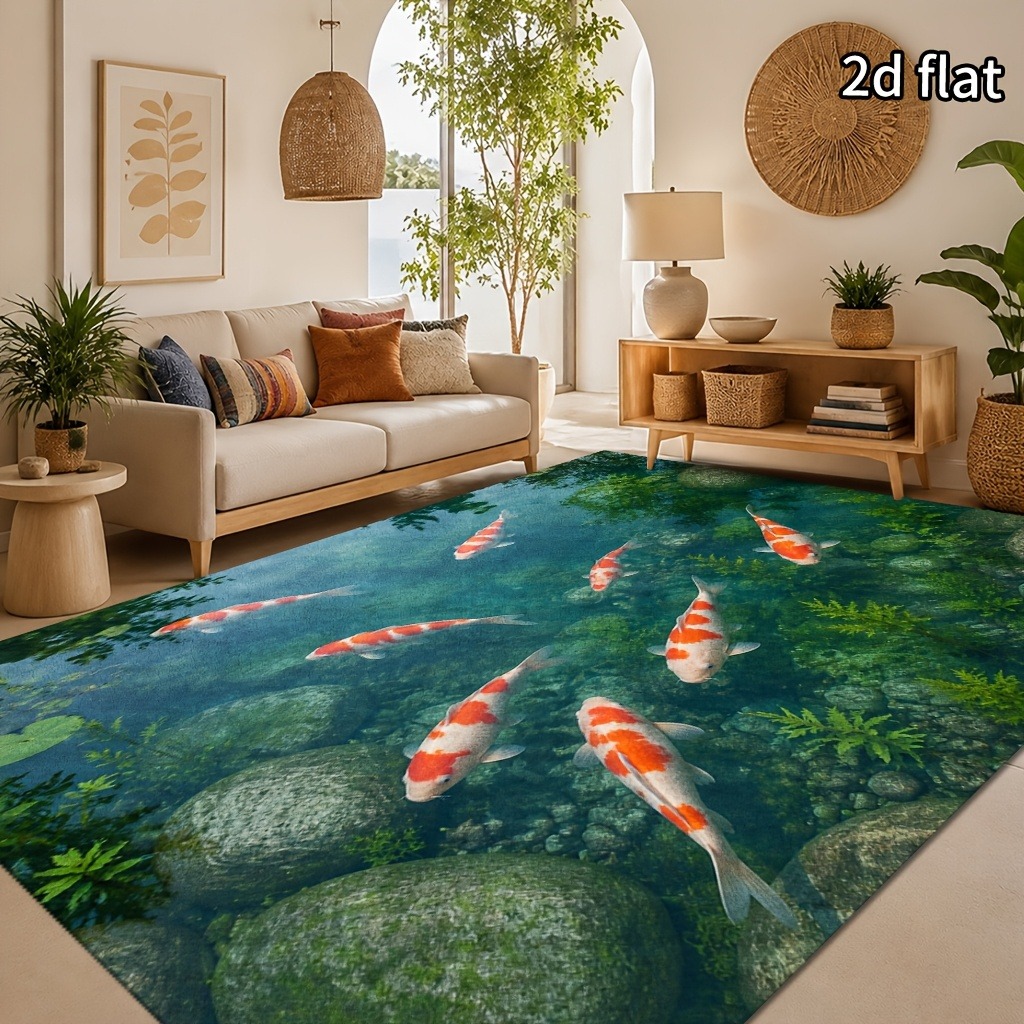 Oriental Koi Fish Pond Rug Col - Home Bathroom Scene review and price