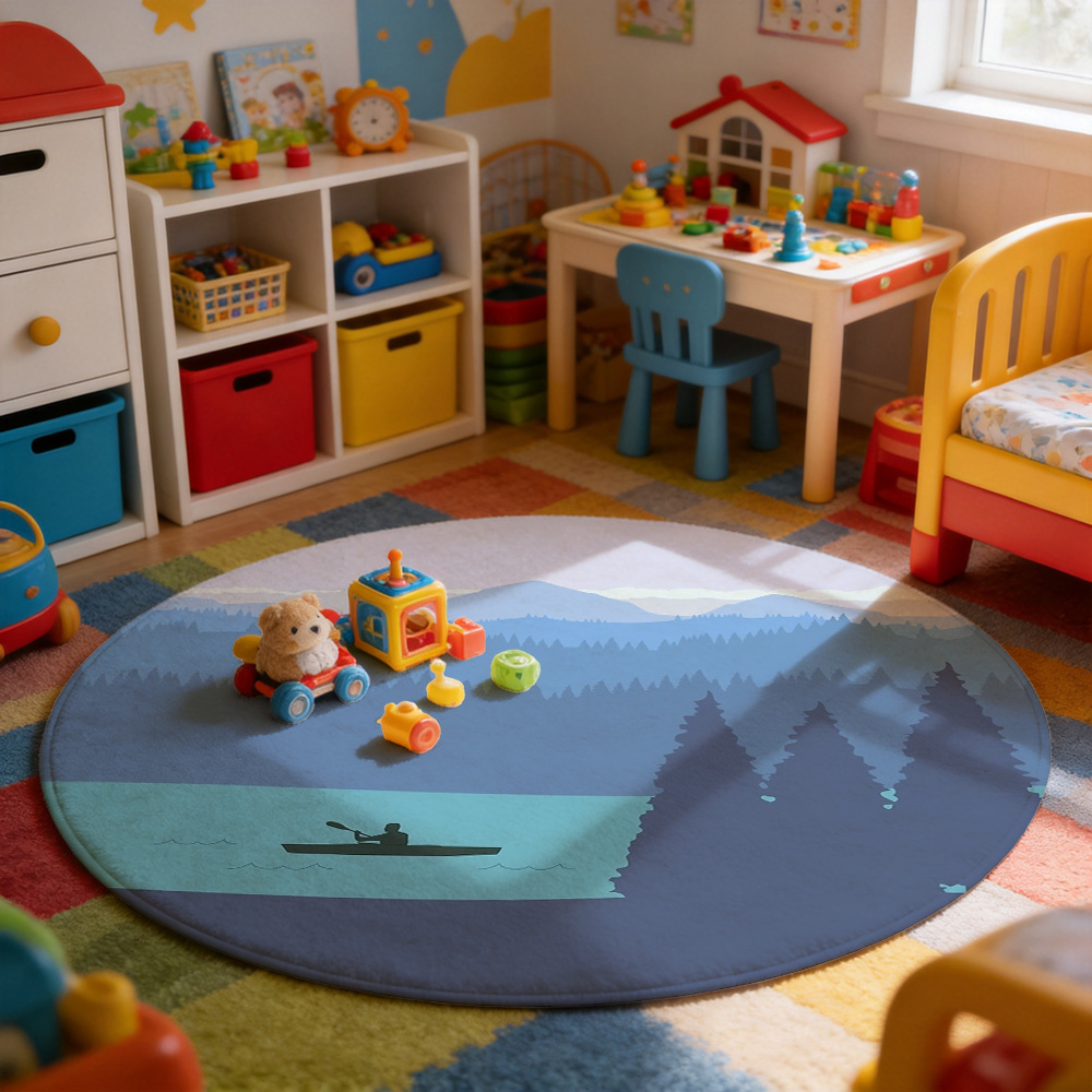 Serene Landscape Round Area Ru - Home Bathroom Scene review and price