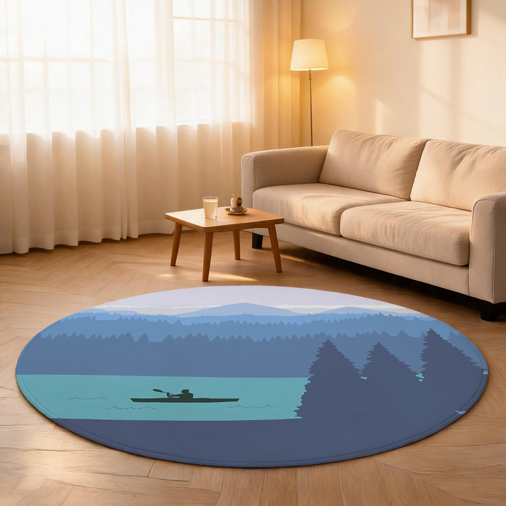 Serene Landscape Round Area Ru - Home Bathroom Scene review and price