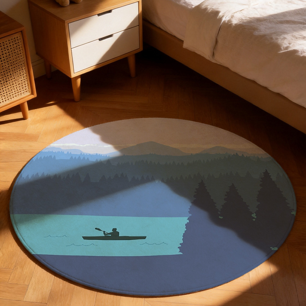 Serene Landscape Round Area Ru - Home Bathroom Scene review and price