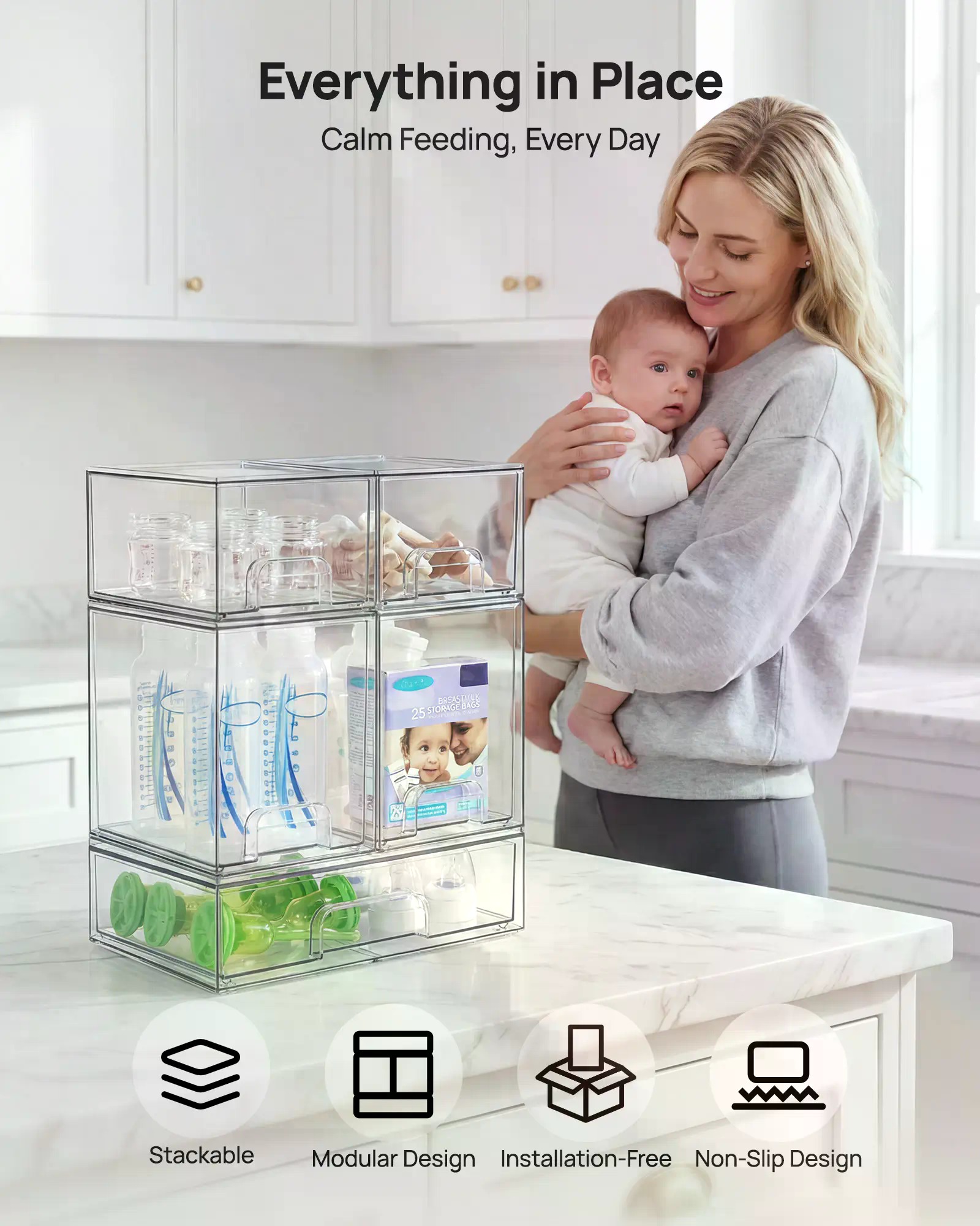5/8 Pack Stackable Nursery Bot - Home Bathroom Cabinets review and price