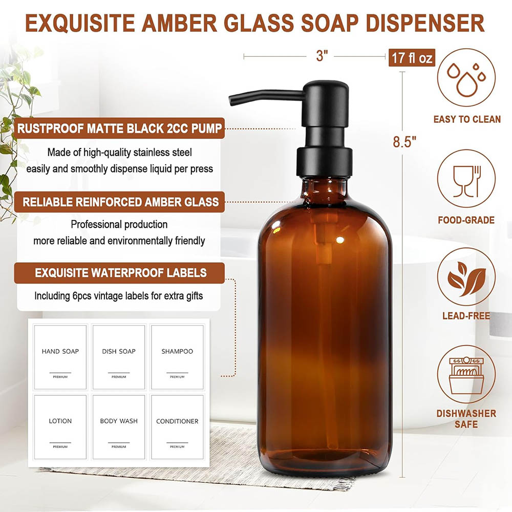 Amber Glass Soap Dispenser, 2  - Glass Soap Dish review and price