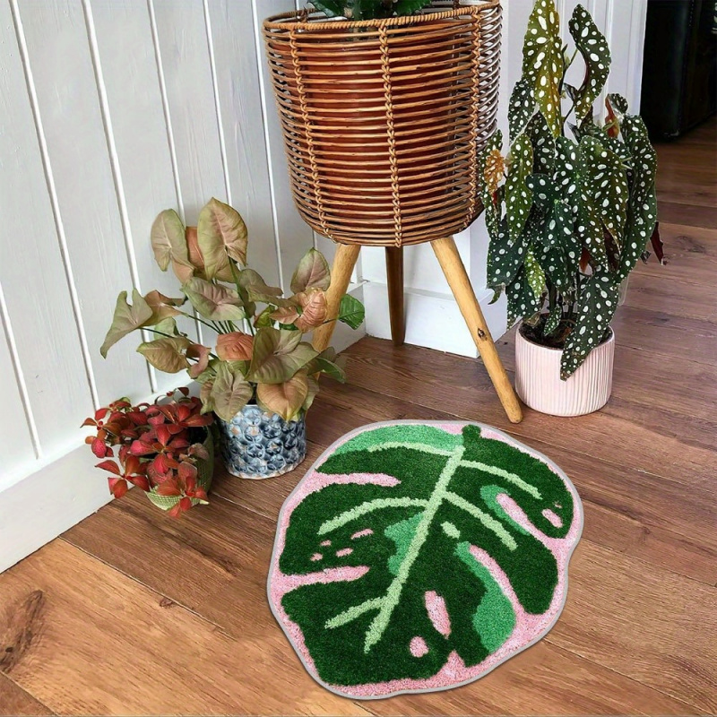 VIKAMA Pink Tropical Leaf Plus - Zara Home Bathroom Rug review and price
