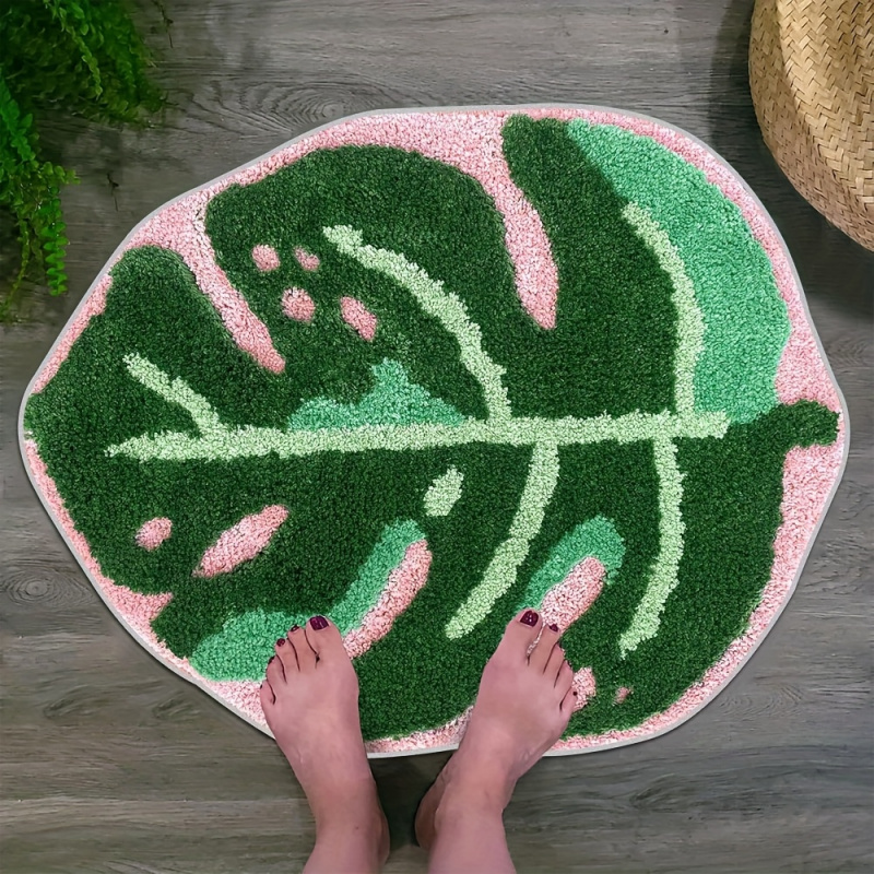 VIKAMA Pink Tropical Leaf Plus - Zara Home Bathroom Rug review and price