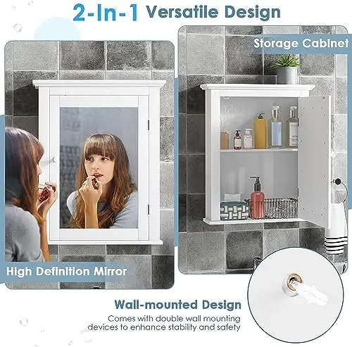 White Medicine Cabinet with Mi - Bathroom Cabinet Mirror review and price